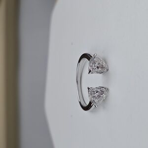 1ctx2 Heart Open Customized Ring White Gold Plated, S925